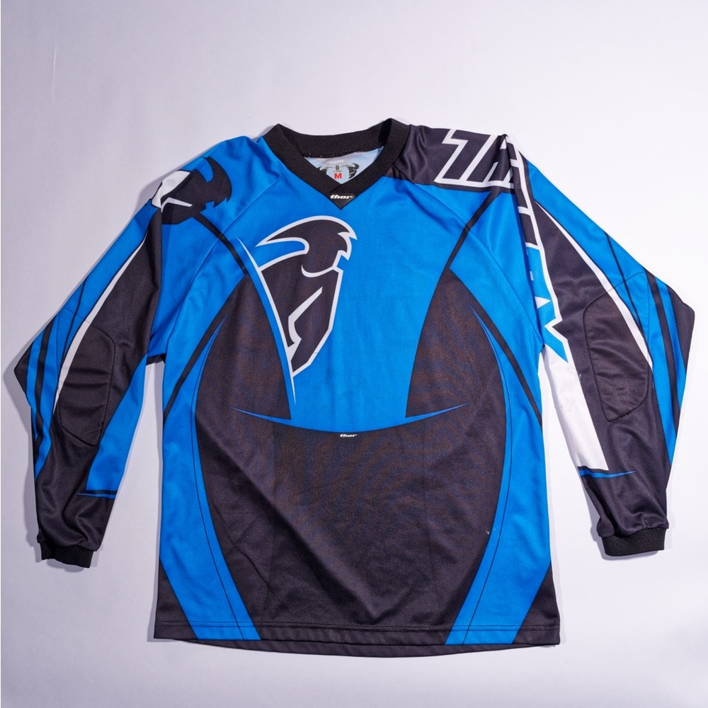 Blue and Black Long Sleeve motocross Jersey